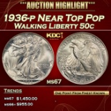 1936-p Walking Liberty Half Dollar Near Top Pop 50c ms67 SEGS