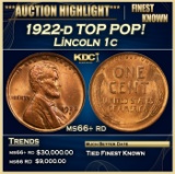 1922-d Lincoln Cent TOP POP! 1c Grades ms66+ rd