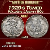 1929-s Walking Liberty Half Dollar Toned 50c ms63 USCG