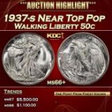 1937-s Walking Liberty Half Dollar Near Top Pop 50c ms66+ SEGS