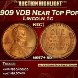 1909 VDB Lincoln Cent Near Top Pop 1c ms67+ rd SEGS