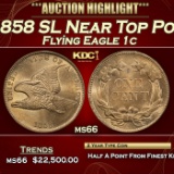 1858 SL Flying Eagle Cent Near Top Pop 1c ms66 SEGS