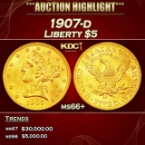 1907-d Gold Liberty Half Eagle $5 ms66+ SEGS