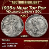 1935-s Walking Liberty Half Dollar Near Top Pop 50c ms66+ SEGS