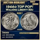 1944-d Walking Liberty Half Dollar TOP POP! 50c ms68 SEGS
