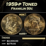 1959-p Franklin Half Dollar Toned 50c ms66+ SEGS