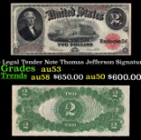 1917 $2 Large Size Legal Tender Note Thomas Jefferson Grades Select AU Signatures Speelman/White