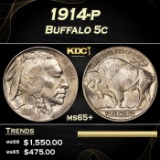 1914-p Buffalo Nickel 5c Grades ms65+