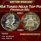 1954 Proof Franklin Half Dollar Toned Near Top Pop 50c pr68+ SEGS
