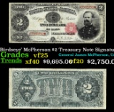 1890 $2 Treasury Note General James 'Birdseye' McPherson Grades vf+ Signatures Rosecrans/Nebeker