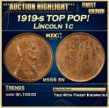 1919-s Lincoln Cent TOP POP! 1c ms66 bn SEGS