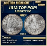 1912 Liberty Nickel TOP POP! 5c ms67 SEGS
