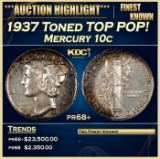 1937 Proof Mercury Dime Toned TOP POP! 10c pr68+ SEGS