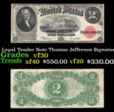 1917 $2 Large Size Legal Tender Note Thomas Jefferson Grades vf++ Signatures Speelman/White