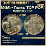 1936-p Mercury Dime Toned TOP POP! 10c ms68+ fsb SEGS