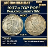 1937-s Walking Liberty Half Dollar TOP POP! 50c ms67+ SEGS