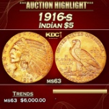 1916-s Gold Indian Half Eagle $5 ms63 USCG