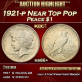 1921-p Peace Dollar Near Top Pop $1 ms66+ SEGS
