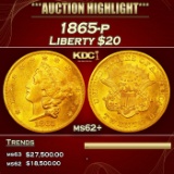 1865-p Gold Liberty Double Eagle $20 ms62+ SEGS