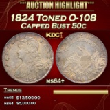 1824 Capped Bust Half Dollar Toned O-108 50c ms64+ SEGS