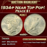 1934-p Peace Dollar Near Top Pop! $1 ms66+ SEGS