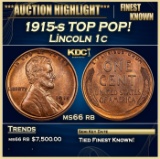 1915-s Lincoln Cent TOP POP! 1c ms66 rb SEGS