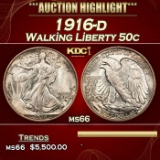 1916-d Walking Liberty Half Dollar 50c ms66 SEGS