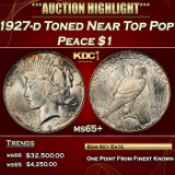 1927-d Peace Dollar Toned Near Top Pop $1 ms65+ SEGS