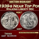 1939-s Walking Liberty Half Dollar Near Top Pop 50c ms67 SEGS