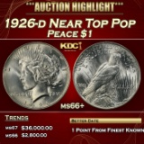 1926-d Peace Dollar Near Top Pop $1 ms66+ SEGS