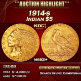 1914-s Gold Indian Half Eagle $5 ms62+ USCG