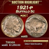 1921-p Buffalo Nickel 5c ms65 SEGS
