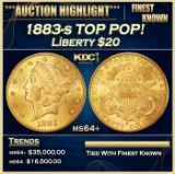 1883-s Gold Liberty Double Eagle TOP POP! $20 ms64+ SEGS