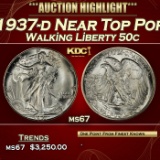1937-d Walking Liberty Half Dollar Near Top Pop 50c ms67 SEGS