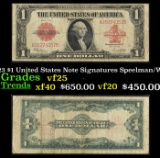 1923 $1 United States Note Grades vf+ Signatures Speelman/White