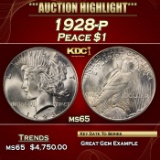 1928-p Peace Dollar $1 ms65 SEGS