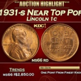 1931-s Lincoln Cent Near Top Pop 1c ms66 rd SEGS
