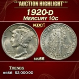 1920-d Mercury Dime 10c ms66 SEGS