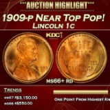 1909-p Lincoln Cent Near Top Pop! 1c ms66+ rd SEGS