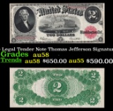1917 $2 Large Size Legal Tender Note Thomas Jefferson Grades Choice AU/BU Slider Signatures Speelman