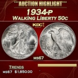 1934-p Walking Liberty Half Dollar 50c ms67 SEGS