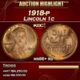 1918-p Lincoln Cent 1c ms66+ rd SEGS