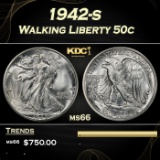 1942-s Walking Liberty Half Dollar 50c Grades ms66