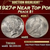 1927-p Peace Dollar Near Top Pop $1 ms65 SEGS
