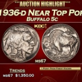 1936-d Buffalo Nickel Near Top Pop 5c ms67 SEGS