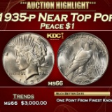 1935-p Peace Dollar Near Top Pop $1 ms66 SEGS