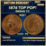 1874 Indian Cent TOP POP! 1c ms66+ RB SEGS