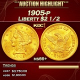 1905-p Gold Liberty Quarter Eagle $2 1/2 ms66+ SEGS