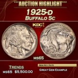 1925-d Buffalo Nickel 5c ms65 SEGS