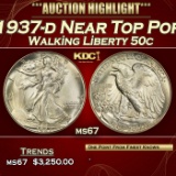 1937-d Walking Liberty Half Dollar Near Top Pop 50c ms67 SEGS